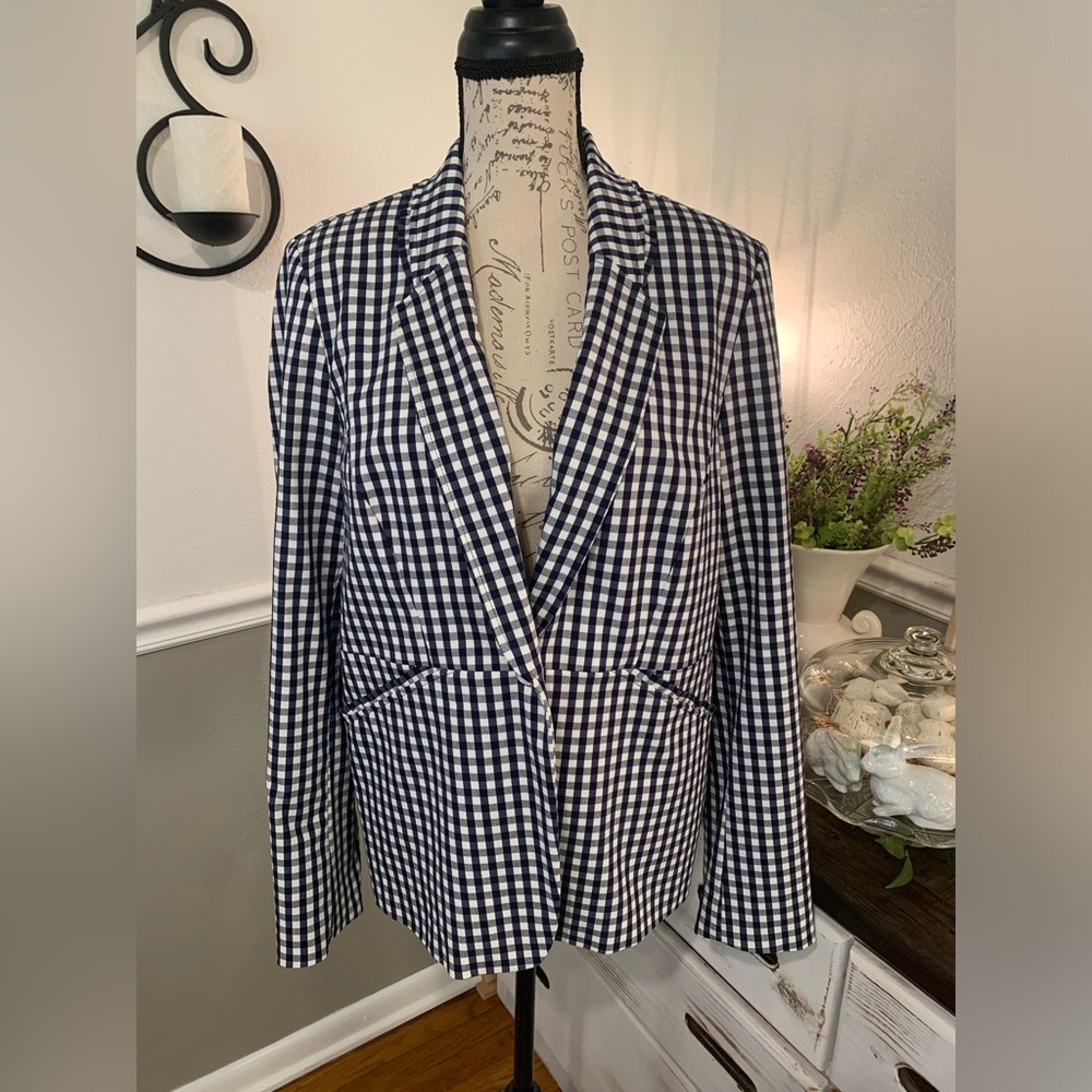 Rafaella Navy & White Gingham Blazer